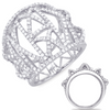 ESTATE LARGE 1.21CT DIAMOND 14KT WHITE GOLD 3D CLASSIC MULTI X PYRAMID FUN RING
