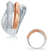 ESTATE .41CT DIAMOND 14KT WHITE & ROSE GOLD 3D MULTI ROW CRISS CROSS FUN RING