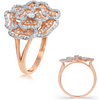 ESTATE LARGE .69CT DIAMOND 14KT ROSE GOLD 3D CLASSIC MULTI HEART FLOWER FUN RING