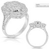 ESTATE LARGE 1.31CT DIAMOND 14KT WHITE GOLD 3D ROUND FLOWER INVISIBLE FUN RING