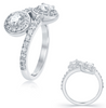 ESTATE WIDE 1.27CT DIAMOND 14KT WHITE GOLD DOUBLE FLOWER CRISS CROSS LOVE RING