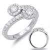 ESTATE WIDE 1.62CT DIAMOND 14KT WHITE GOLD DOUBLE FLOWER CRISS CROSS LOVE RING
