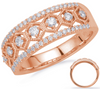 .38CT DIAMOND 14KT ROSE GOLD 3D MULTI HEXAGON FILIGREE MILGRAIN ANNIVERSARY RING