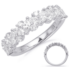 1.16CT DIAMOND 14K WHITE GOLD 3D ROUND & MARQUISE SEMI ETERNITY ANNIVERSARY RING