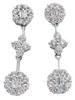 .74CT DIAMOND 14K WHITE GOLD 3D ROUND & BAGUETTE CLUSTER FLOWER HANGING EARRINGS