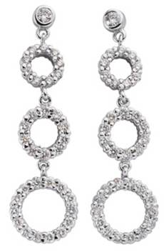 1.29CT DIAMOND 14K WHITE GOLD 3D CLASSIC CIRCLE OF LIFE JOURNEY HANGING EARRINGS