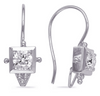 1.0CT DIAMOND 14K WHITE GOLD SQUARE FILIGREE MILGRAIN LEVERBACK HANGING EARRINGS