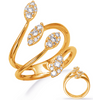 ESTATE WIDE .41CT DIAMOND 14KT YELLOW GOLD 3D MULTI LEAF CRISS CROSS FUN RING