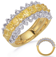 2.79CT WHITE & INTENSE FANCY YELLOW DIAMOND 14KT 2 TONE GOLD 3D ANNIVERSARY RING