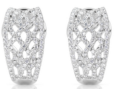 WIDE .94CT DIAMOND 14K WHITE GOLD MULTI ROW INFINITY GRADUATING HANGING EARRINGS