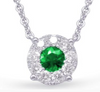 .57CT DIAMOND & AAA EMERALD 14K WHITE GOLD ROUND HALO BY THE YARD LOVE NECKLACE