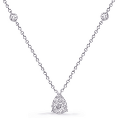 .27CT DIAMOND 14KT WHITE GOLD PAVE INVISIBLE TEAR DROP BY THE YARD LOVE NECKLACE
