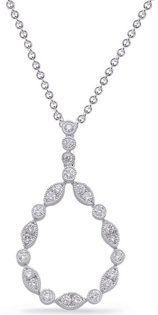 .45CT DIAMOND 14KT WHITE GOLD ROUND & MARQUISE SHAPE TEAR DROP FLOATING PENDANT