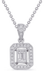 .38CT DIAMOND 14KT WHITE GOLD ROUND & EMERALD CUT OCTAGON HALO FLOATING PENDANT