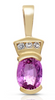 1.11CT DIAMOND & AAA PINK SAPPHIRE 14K YELLOW GOLD OVAL & ROUND FLOATING PENDANT