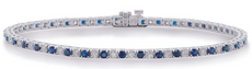 5.47CT DIAMOND & AAA SAPPHIRE 14KT WHITE GOLD 3D ROUND ETERNITY TENNIS BRACELET