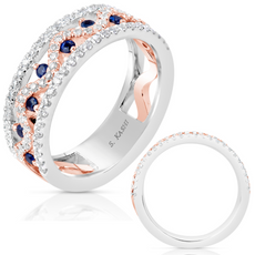 .66CT DIAMOND & AAA SAPPHIRE 14KT WHITE & ROSE GOLD WAVE ETOILE ANNIVERSARY RING