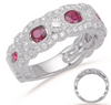 1.36CT DIAMOND & AAA RUBY 14KT WHITE GOLD OVAL & ROUND FILIGREE ANNIVERSARY RING