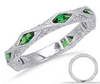 1.61CT DIAMOND & AAA TSAVORITE 14KT WHITE GOLD MARQUISE & ROUND ANNIVERSARY RING