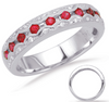 .52CT DIAMOND & AAA RUBY 14KT WHITE GOLD 3D ROUND SEMI ETERNITY ANNIVERSARY RING