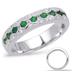 .42CT DIAMOND AAA TSAVORITE 14KT WHITE GOLD ROUND SEMI ETERNITY ANNIVERSARY RING