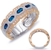 .63CT DIAMOND & AAA SAPPHIRE 14KT WHITE & ROSE GOLD 3D FILIGREE ANNIVERSARY RING