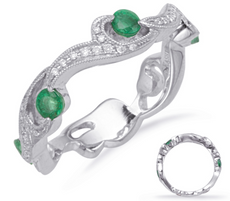 .66CT DIAMOND & AAA EMERALD 14KT WHITE GOLD MULTI SWIRL 3/4TH ETERNITY FUN RING