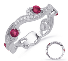 .69CT DIAMOND & AAA RUBY 14KT WHITE GOLD 3D MULTI SWIRL 3/4TH ETERNITY FUN RING