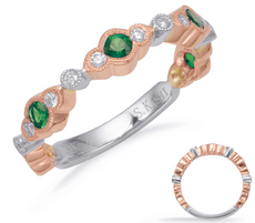 .67CT DIAMOND AAA TSAVORITE 14KT WHITE ROSE GOLD ROUND FILIGREE ANNIVERSARY RING