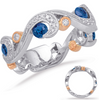 1CT DIAMOND & AAA SAPPHIRE 14KT WHITE & ROSE GOLD ROUND MULTI LEAF FILIGREE RING