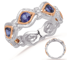 .85CT DIAMOND & AAA SAPPHIRE 14K WHITE ROSE GOLD ROUND INFINITY ANNIVERSARY RING