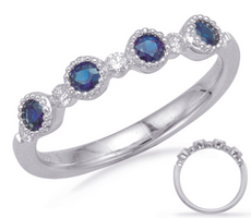 .44CT DIAMOND & AAA SAPPHIRE 14KT WHITE GOLD 3D ROUND FILIGREE MILGRAIN FUN RING