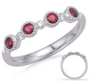 ESTATE .43CT DIAMOND & AAA RUBY 14KT WHITE GOLD ROUND FILIGREE MILGRAIN FUN RING