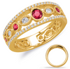 WIDE .70CT DIAMOND & AAA RUBY 14KT YELLOW GOLD ROUND OVAL & MARQUISE SHAPE RING