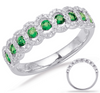 ESTATE .63CT DIAMOND & AAA EMERALD 14KT WHITE GOLD CLASSIC ROUND & OVAL FUN RING