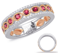 .67CT DIAMOND & AAA RUBY 14KT WHITE & ROSE GOLD ROUND & MARQUISE SHAPE FUN RING