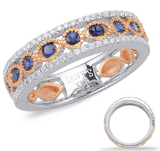 .65CT DIAMOND & AAA SAPPHIRE 14KT WHITE & ROSE GOLD ROUND & MARQUISE SHAPE RING