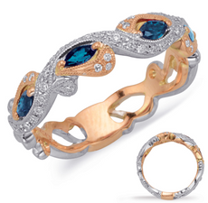 .50CT DIAMOND & AAA SAPPHIRE 14KT WHITE ROSE GOLD 3D MULTI LEAF ANNIVERSARY RING