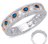 .59CT DIAMOND & AAA SAPPHIRE 14KT WHITE & ROSE GOLD FILIGREE SEMI ETERNITY RING