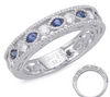 .59CT DIAMOND & AAA SAPPHIRE 14KT WHITE GOLD ROUND FILIGREE SEMI ETERNITY RING