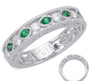 .58CT DIAMOND & AAA EMERALD 14KT WHITE GOLD 3D ROUND FILIGREE SEMI ETERNITY RING