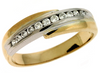 ESTATE .24CT DIAMOND 14KT 2 TONE GOLD 3D CHANNEL DIAGONAL MENS ANNIVERSARY RING