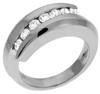 ESTATE .51CT DIAMOND 14KT WHITE GOLD ROUND CRISS CROSS CHANNEL 7 STONE FUN RING