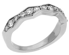 .45CT DIAMOND 14KT WHITE GOLD 3D 3 STONE HEXAGON SEMI ETERNITY ANNIVERSARY RING