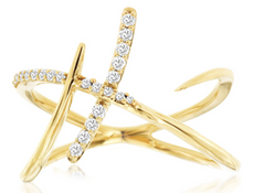 .16CT DIAMOND 14KT YELLOW GOLD 3D GRADUATING MULTI ROW CRISS CROSS INFINITY RING