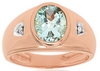 2.04CT DIAMOND & AAA AQUAMARINE 14KT ROSE GOLD 3D OVAL & ROUND BEZEL MENS RING