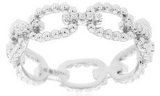 ESTATE .08CT DIAMOND 14KT WHITE GOLD 3D MULTI LINK OVAL FUN RING