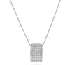 .54CT DIAMOND 14KT WHITE GOLD 3D RECTANGULAR CLASSIC ROUND PAVE FLOATING PENDANT