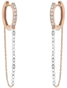 1.08CT DIAMOND 18KT ROSE GOLD 3D CLASSIC ROUND SHARE PRONG DROP HANGING EARRINGS