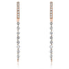 1.08CT DIAMOND 18KT ROSE GOLD 3D CLASSIC ROUND SHARE PRONG DROP HANGING EARRINGS
